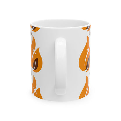 Coffee & Tea Flame Pattern Ceramic Mug  (11oz)