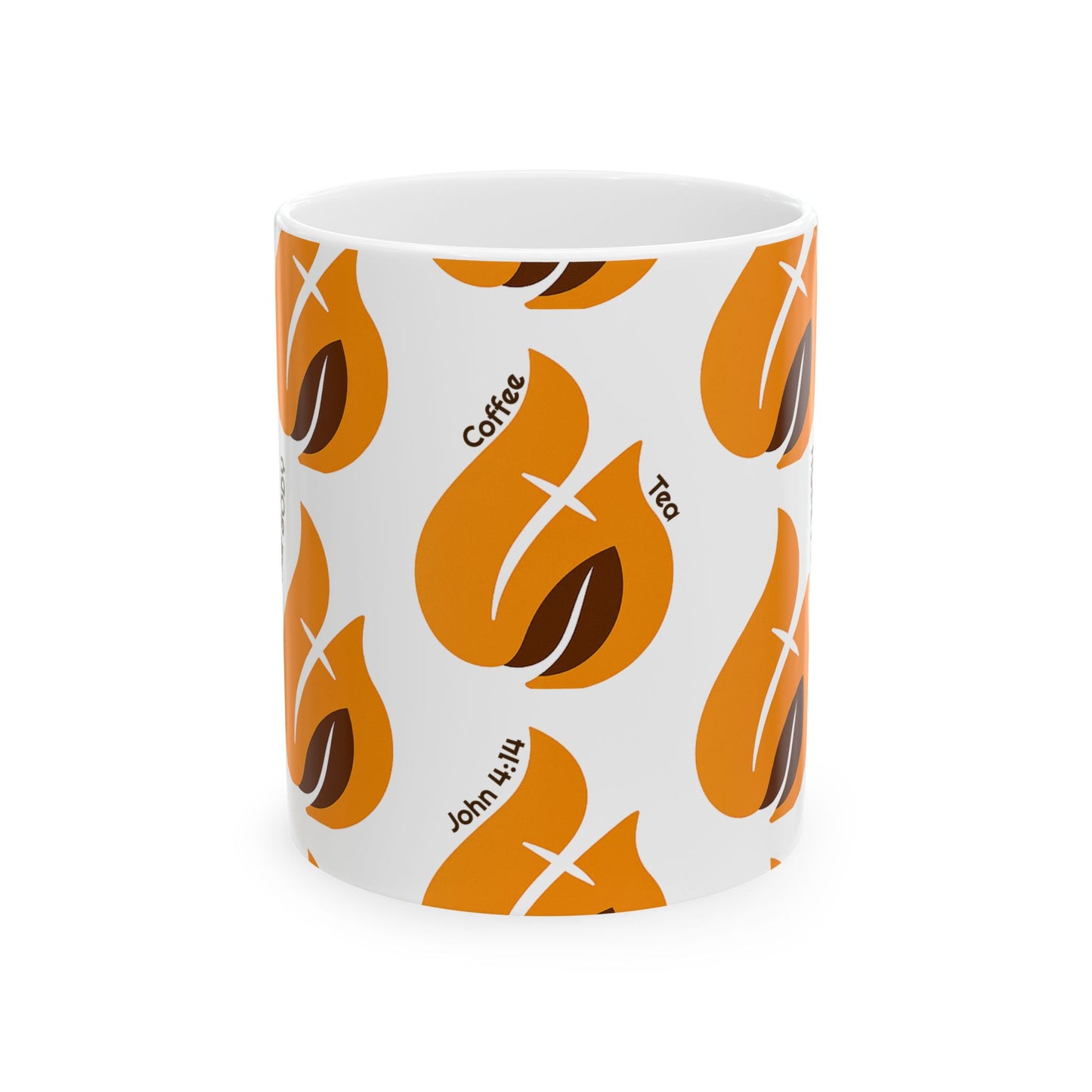 Coffee & Tea Flame Pattern Ceramic Mug  (11oz)