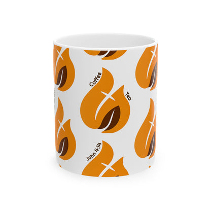 Coffee & Tea Flame Pattern Ceramic Mug  (11oz)