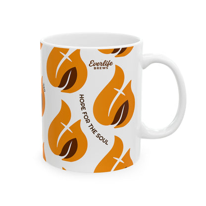 Coffee & Tea Flame Pattern Ceramic Mug  (11oz)