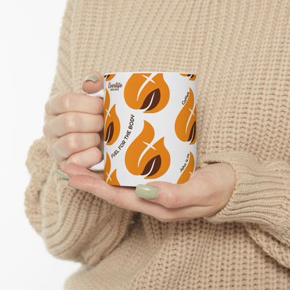 Coffee & Tea Flame Pattern Ceramic Mug  (11oz)
