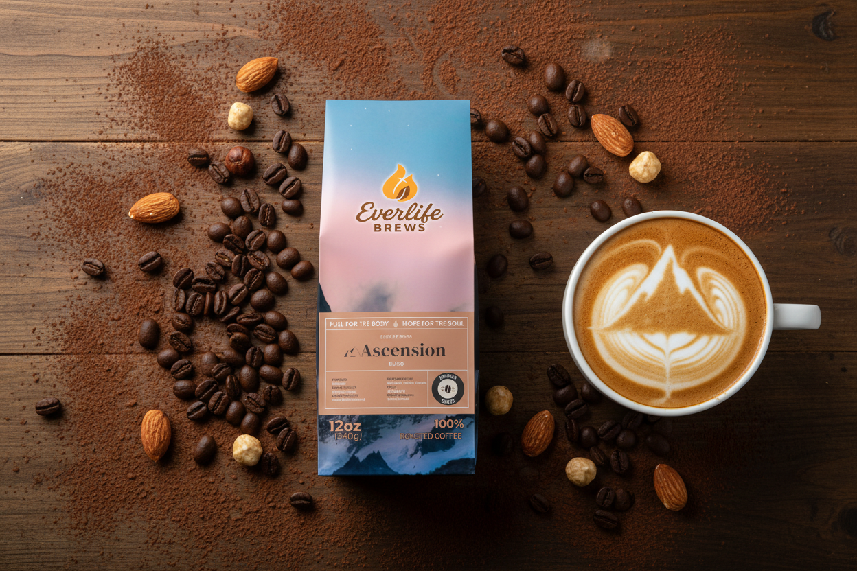 Ascension Blend with clear mountain peak latte art