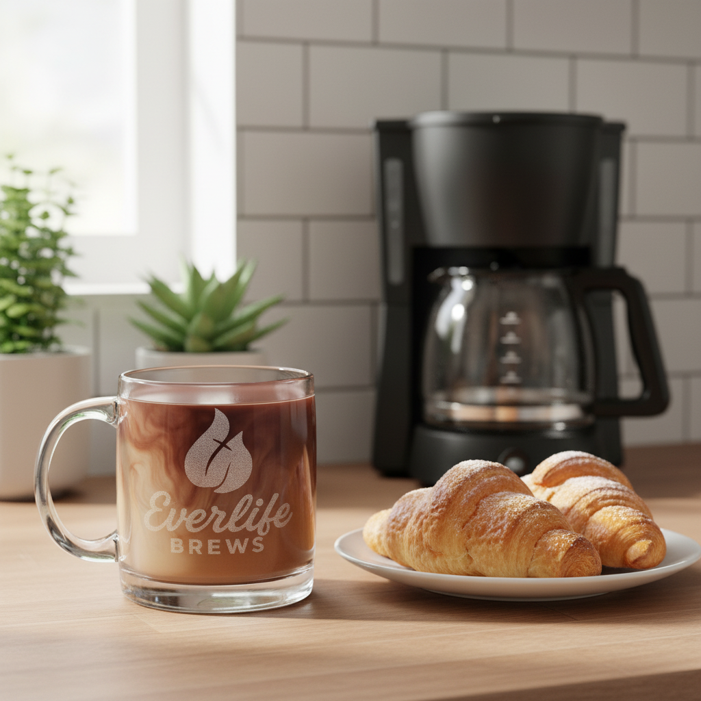 Coffee with breakfast pastries