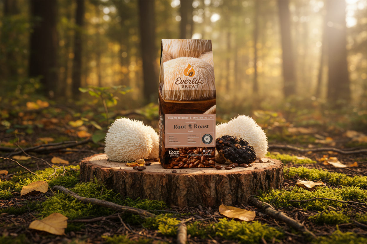 Everlife Brews Root & Roast with forest mushrooms