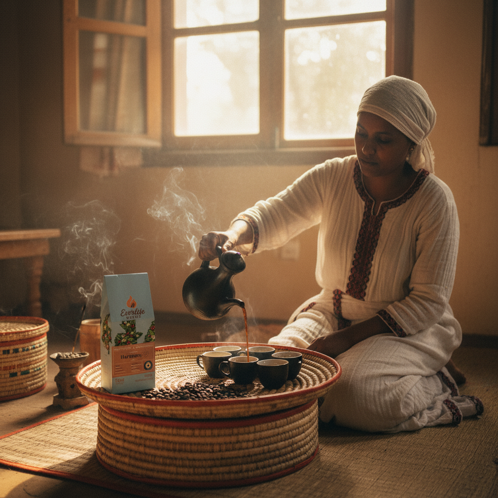 Harmony coffee at Ethiopian ceremony