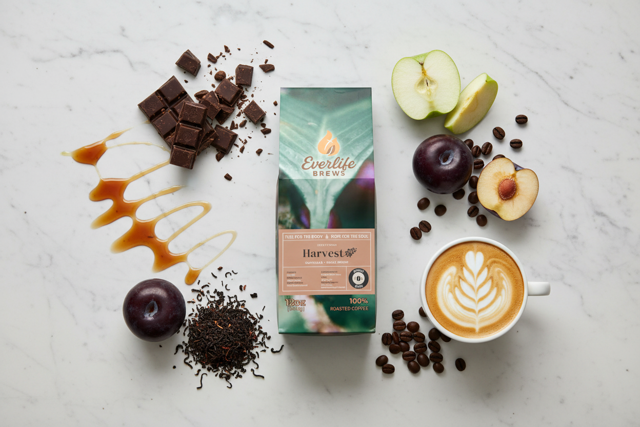 Harvest Guatemalan with latte art and flavor notes