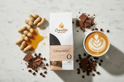 Hearthfire Brazilian with appetizing latte art and flavor notes