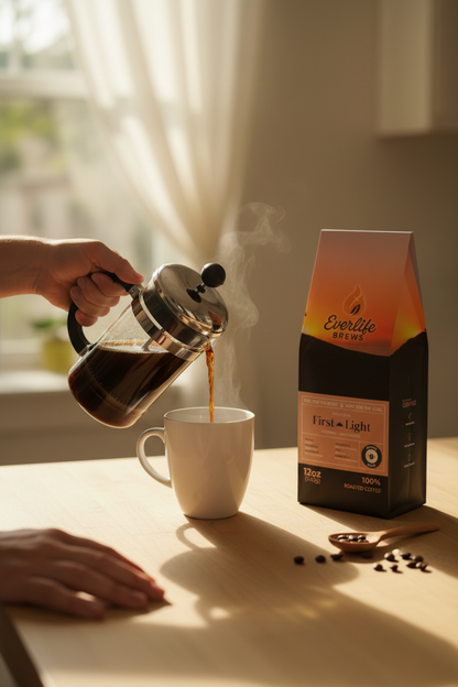 Pouring First Light coffee