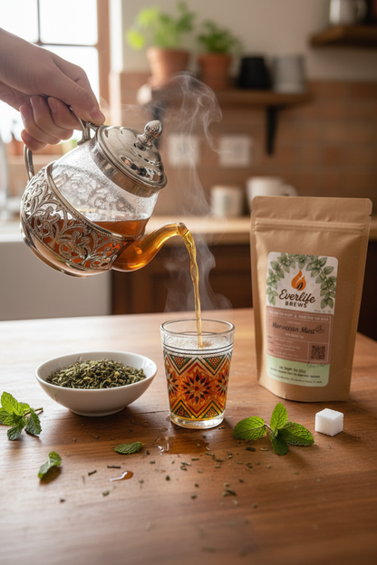 Pouring mint tea