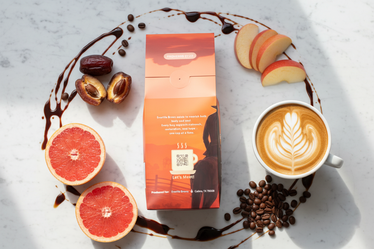 Ranchero Mexican upright with latte art and flavor notes