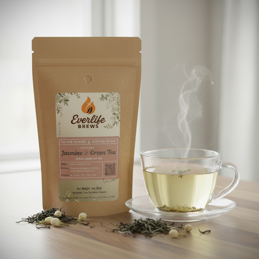 Serene jasmine green tea scene