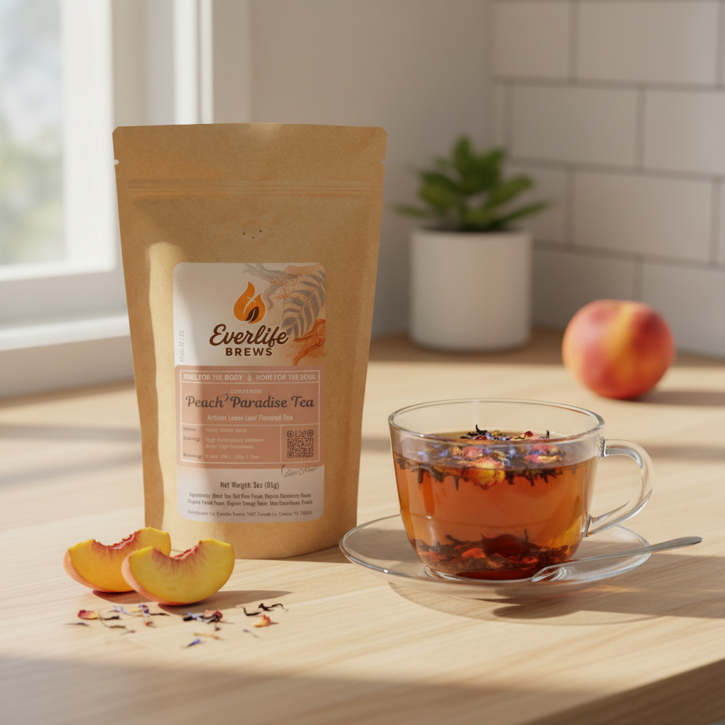 Sunny peach tea scene